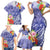 Personalised Chuuk States Humpback Whale Family Matching Short Sleeve Bodycon Dress and Hawaiian Shirt Polynesian Tropical Flowers