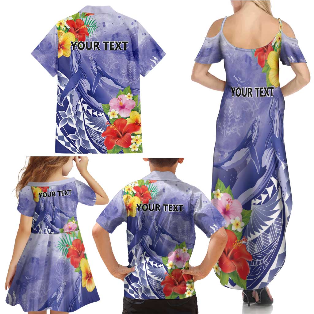 Personalised Chuuk States Humpback Whale Family Matching Summer Maxi Dress and Hawaiian Shirt Polynesian Tropical Flowers LT9 - Polynesian Pride