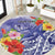 Personalised Chuuk States Humpback Whale Round Carpet Polynesian Tropical Flowers