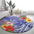 Personalised Chuuk States Humpback Whale Round Carpet Polynesian Tropical Flowers