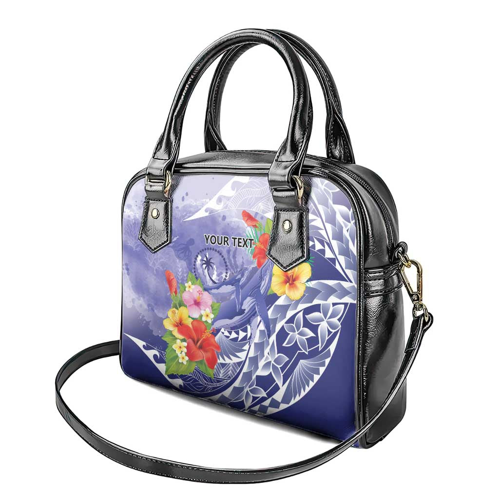 Personalised Chuuk States Humpback Whale Shoulder Handbag Polynesian Tropical Flowers LT9 - Polynesian Pride