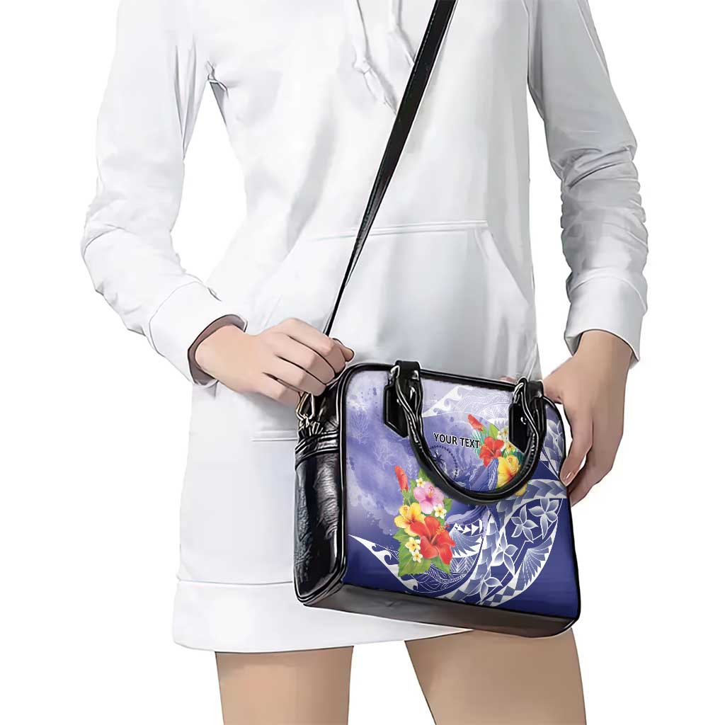 Personalised Chuuk States Humpback Whale Shoulder Handbag Polynesian Tropical Flowers LT9 - Polynesian Pride
