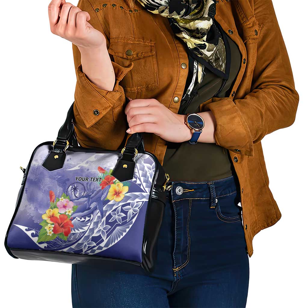 Personalised Chuuk States Humpback Whale Shoulder Handbag Polynesian Tropical Flowers LT9 - Polynesian Pride