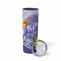 Personalised Chuuk States Humpback Whale Skinny Tumbler Polynesian Tropical Flowers LT9 - Polynesian Pride