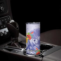 Personalised Chuuk States Humpback Whale Skinny Tumbler Polynesian Tropical Flowers LT9 - Polynesian Pride