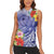 Personalised Chuuk States Humpback Whale Women Sleeveless Polo Shirt Polynesian Tropical Flowers