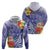 Personalised Chuuk States Humpback Whale Zip Hoodie Polynesian Tropical Flowers