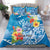 Personalised Kosrae States Humpback Whale Bedding Set Polynesian Tropical Flowers