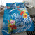 Personalised Kosrae States Humpback Whale Bedding Set Polynesian Tropical Flowers