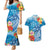 Personalised Kosrae States Humpback Whale Couples Matching Mermaid Dress and Hawaiian Shirt Polynesian Tropical Flowers