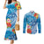 Personalised Kosrae States Humpback Whale Couples Matching Mermaid Dress and Long Sleeve Button Shirt Polynesian Tropical Flowers