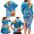 Personalised Kosrae States Humpback Whale Family Matching Long Sleeve Bodycon Dress and Hawaiian Shirt Polynesian Tropical Flowers