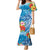 Personalised Kosrae States Humpback Whale Family Matching Mermaid Dress and Hawaiian Shirt Polynesian Tropical Flowers