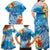 Personalised Kosrae States Humpback Whale Family Matching Off Shoulder Maxi Dress and Hawaiian Shirt Polynesian Tropical Flowers