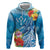 Personalised Kosrae States Humpback Whale Hoodie Polynesian Tropical Flowers