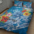 Personalised Kosrae States Humpback Whale Quilt Bed Set Polynesian Tropical Flowers