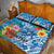 Personalised Kosrae States Humpback Whale Quilt Bed Set Polynesian Tropical Flowers