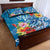 Personalised Kosrae States Humpback Whale Quilt Bed Set Polynesian Tropical Flowers