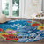 Personalised Kosrae States Humpback Whale Round Carpet Polynesian Tropical Flowers