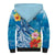 Personalised Kosrae States Humpback Whale Sherpa Hoodie Polynesian Tropical Flowers