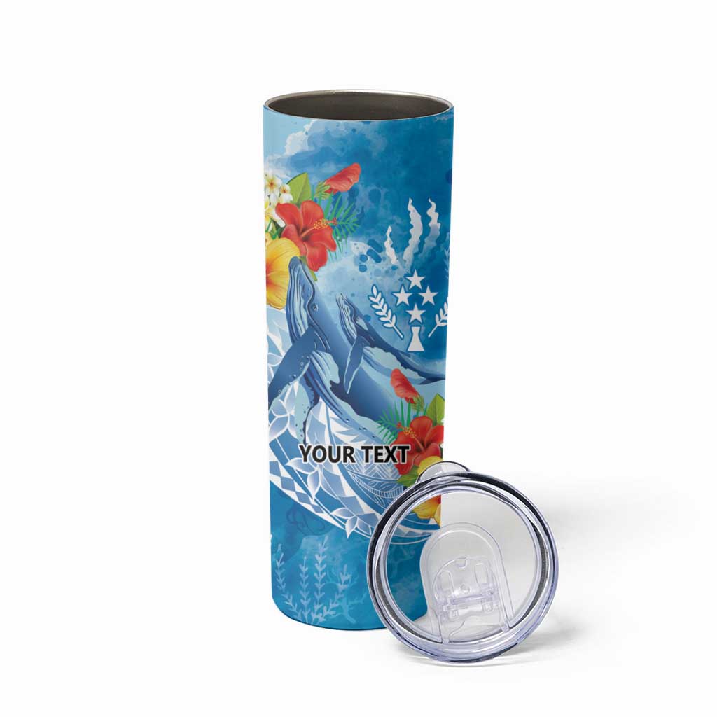 Personalised Kosrae States Humpback Whale Skinny Tumbler Polynesian Tropical Flowers LT9 - Polynesian Pride