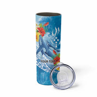 Personalised Kosrae States Humpback Whale Skinny Tumbler Polynesian Tropical Flowers LT9 - Polynesian Pride