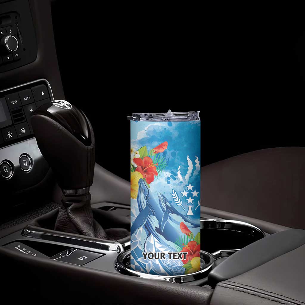 Personalised Kosrae States Humpback Whale Skinny Tumbler Polynesian Tropical Flowers LT9 - Polynesian Pride