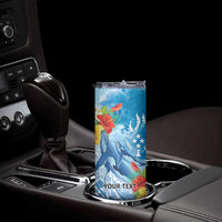 Personalised Kosrae States Humpback Whale Skinny Tumbler Polynesian Tropical Flowers LT9 - Polynesian Pride
