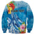 Personalised Kosrae States Humpback Whale Sweatshirt Polynesian Tropical Flowers