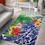 Personalised Pohnpei States Humpback Whale Area Rug Polynesian Tropical Flowers