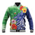 Personalised Pohnpei States Humpback Whale Baseball Jacket Polynesian Tropical Flowers