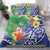 Personalised Pohnpei States Humpback Whale Bedding Set Polynesian Tropical Flowers