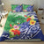 Personalised Pohnpei States Humpback Whale Bedding Set Polynesian Tropical Flowers