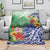 Personalised Pohnpei States Humpback Whale Blanket Polynesian Tropical Flowers