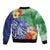 Personalised Pohnpei States Humpback Whale Bomber Jacket Polynesian Tropical Flowers