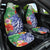 Personalised Pohnpei States Humpback Whale Car Seat Cover Polynesian Tropical Flowers