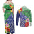 Personalised Pohnpei States Humpback Whale Couples Matching Off Shoulder Maxi Dress and Long Sleeve Button Shirt Polynesian Tropical Flowers