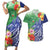 Personalised Pohnpei States Humpback Whale Couples Matching Short Sleeve Bodycon Dress and Hawaiian Shirt Polynesian Tropical Flowers