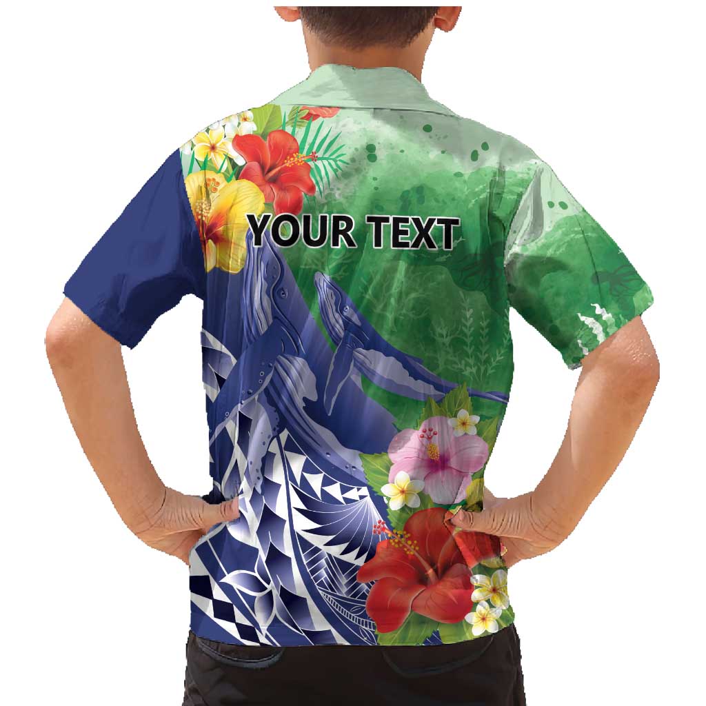 Personalised Pohnpei States Humpback Whale Family Matching Mermaid Dress and Hawaiian Shirt Polynesian Tropical Flowers LT9 - Polynesian Pride