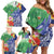 Personalised Pohnpei States Humpback Whale Family Matching Off Shoulder Short Dress and Hawaiian Shirt Polynesian Tropical Flowers