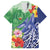 Personalised Pohnpei States Humpback Whale Family Matching Off Shoulder Short Dress and Hawaiian Shirt Polynesian Tropical Flowers