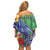 Personalised Pohnpei States Humpback Whale Family Matching Off Shoulder Short Dress and Hawaiian Shirt Polynesian Tropical Flowers