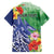 Personalised Pohnpei States Humpback Whale Family Matching Puletasi and Hawaiian Shirt Polynesian Tropical Flowers