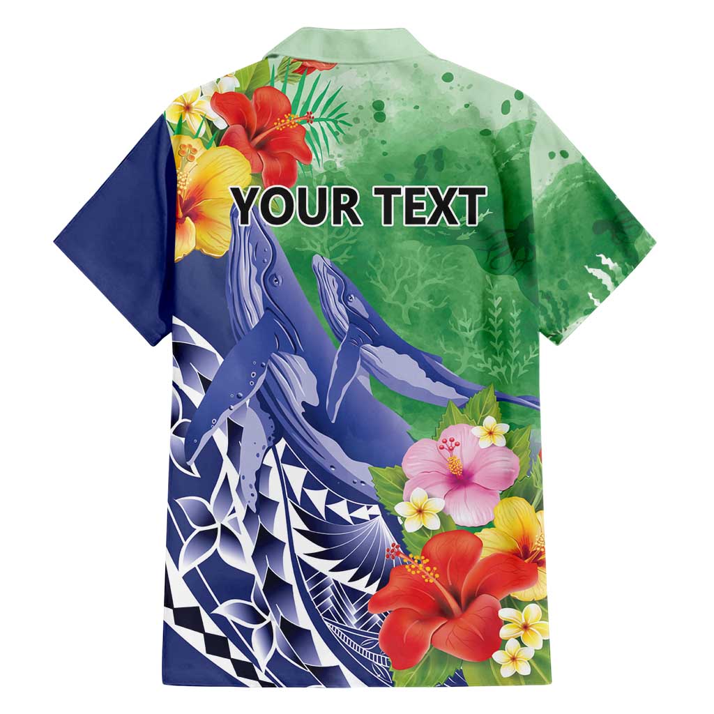 Personalised Pohnpei States Humpback Whale Family Matching Tank Maxi Dress and Hawaiian Shirt Polynesian Tropical Flowers LT9 - Polynesian Pride