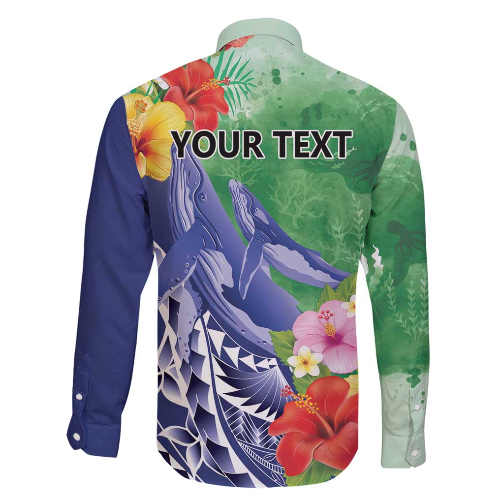 Personalised Pohnpei States Humpback Whale Family Matching Tank Maxi Dress and Hawaiian Shirt Polynesian Tropical Flowers LT9 - Polynesian Pride