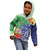 Personalised Pohnpei States Humpback Whale Kid Hoodie Polynesian Tropical Flowers