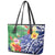 Personalised Pohnpei States Humpback Whale Leather Tote Bag Polynesian Tropical Flowers