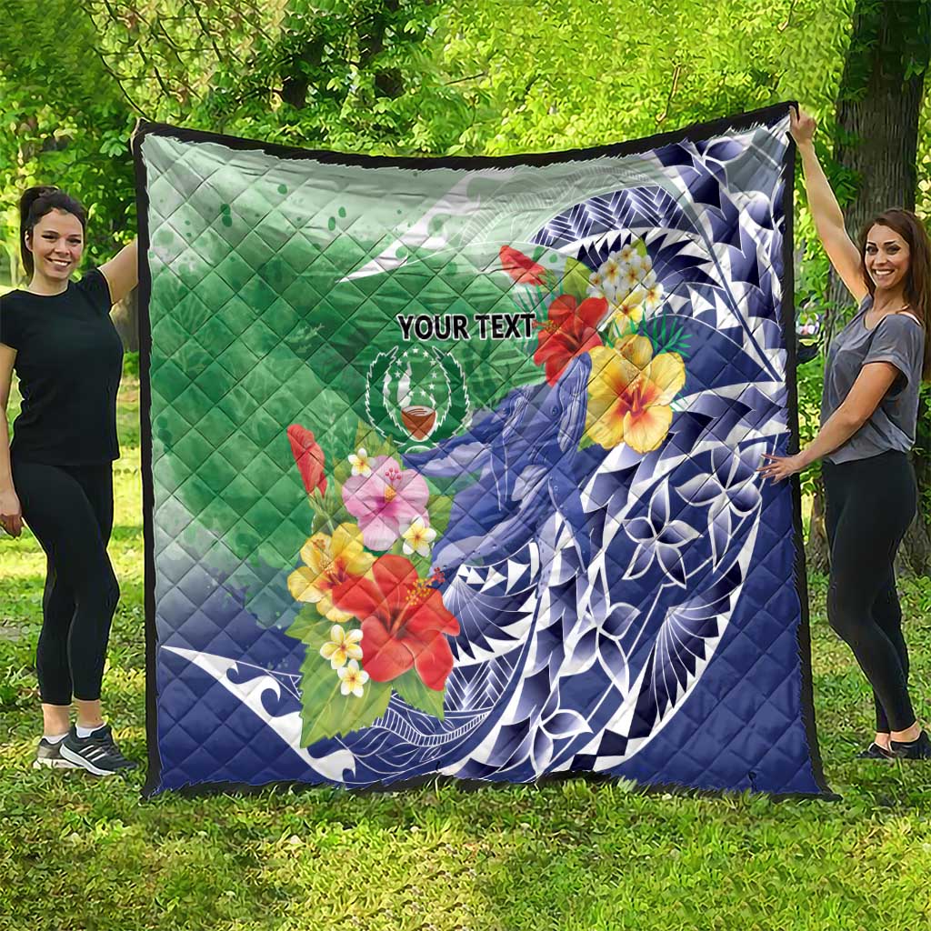 Personalised Pohnpei States Humpback Whale Quilt Polynesian Tropical Flowers LT9 - Polynesian Pride