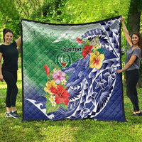 Personalised Pohnpei States Humpback Whale Quilt Polynesian Tropical Flowers LT9 - Polynesian Pride