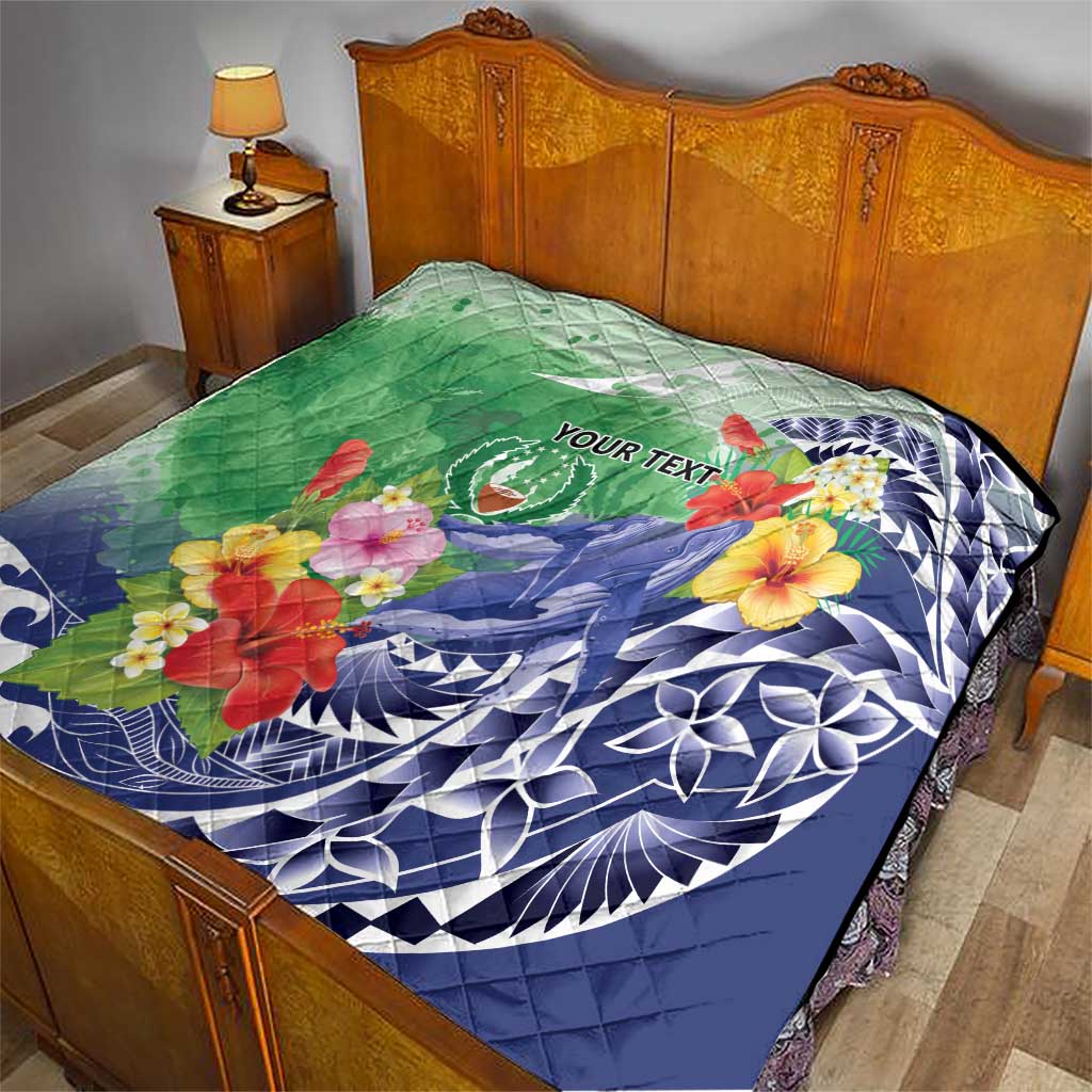 Personalised Pohnpei States Humpback Whale Quilt Polynesian Tropical Flowers LT9 - Polynesian Pride